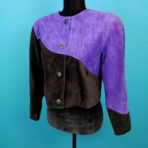 ⚜️ 🟣 JOANIE CHAR Genuine Suede Retro Mod Jacket // (VINTAGE) // (RARE!)